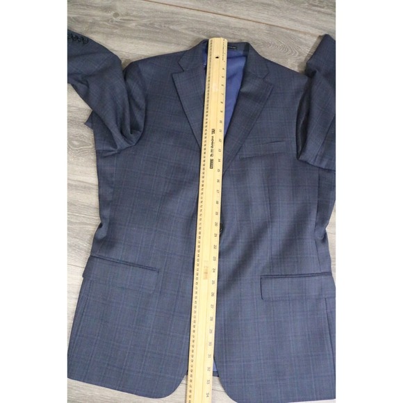 54L Hart Schaffner Marx Navy Wool 2-Piece Suit Trousers Jacket Pants 41 - Picture 7 of 16